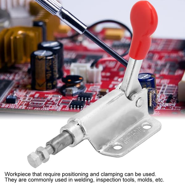 1 pc Galvanized Iron 10mm Stroke Push/Pull Quick Release Toggle Clamp 60kg Capacity - Silver+Red