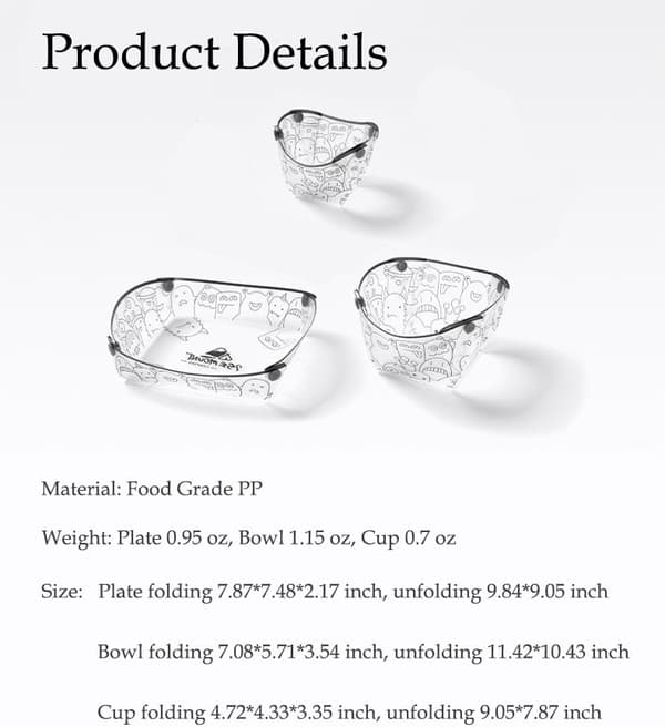 Portable Camping Dinnerware Set - Foldable Plate, Bowl & Mug, Heat Resistant for Outdoor Picnics 3-Piece