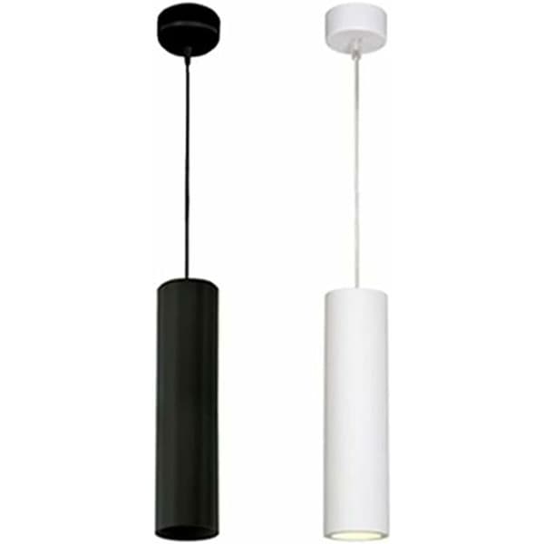 30 cm Black Cylindrical Pendant Lamp with GU10 Socket (Black 1 pc)