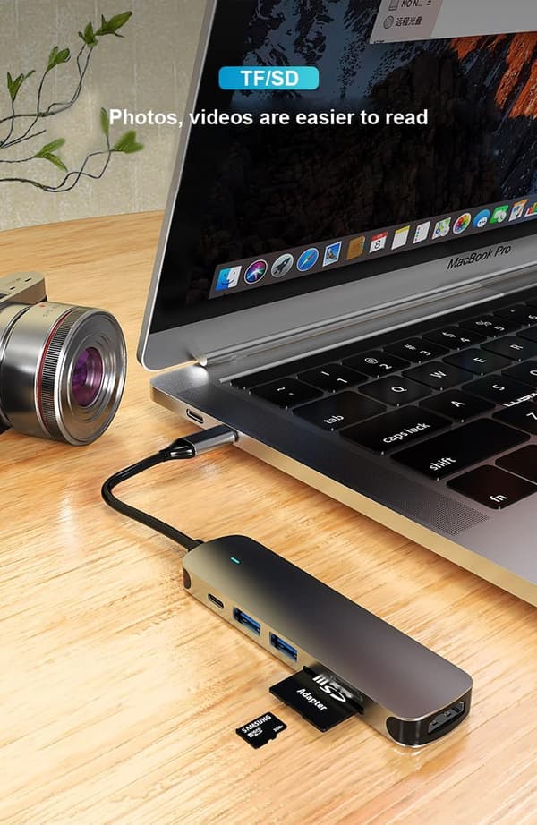 USB C HDMI Hub, Ms Lula 6-in-1 USB C Hub Adapter with 4K at 30Hz