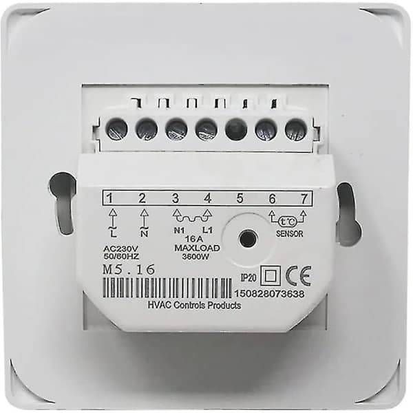 Manuel elektrisk gulvvarmetermostat, AC 220V med sonde, A+++