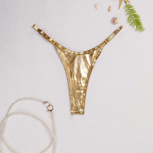 Sexy stringtruser for kvinner med lav midje, T-formede truser, bikiniunderdel, justerbart midjebånd, tynn stringtruse, Blå L