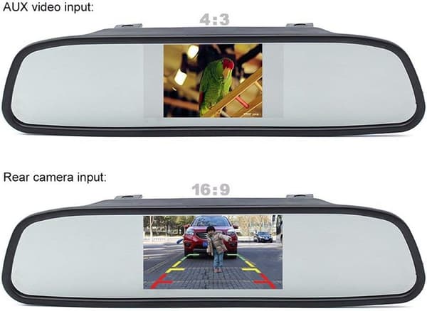 4,3\" TFT LCD-bakkamera, bakkamerasystem, parkeringskamerasystem, TFT LCD-bakspejl