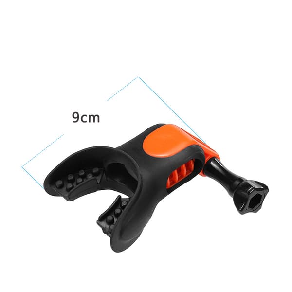 Surfmundstykke til GoPro med flydeblok og rem - sort/orange