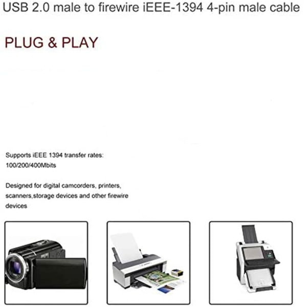 USB han til Firewire hun stik til mini 4-pin til Firewire adapterkabel til periferiudstyr, der kun er kompatibelt med denne type adapter
