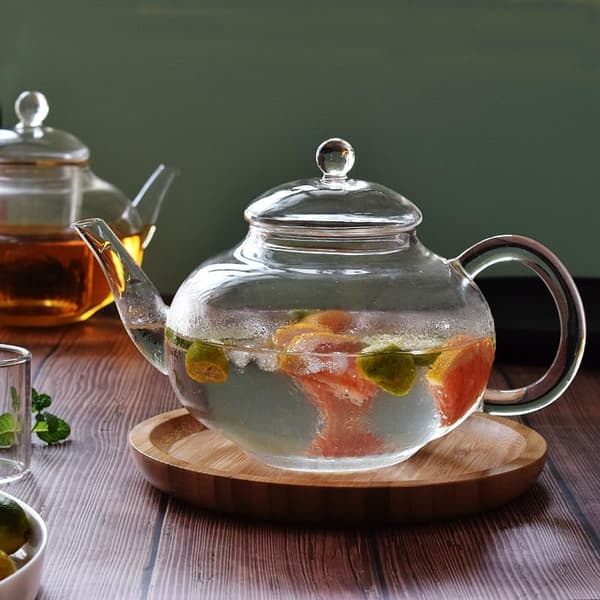 Tekande Glas Tekande Kaffekande, Kedel til løs med låg, 43Oz, 1300ML -