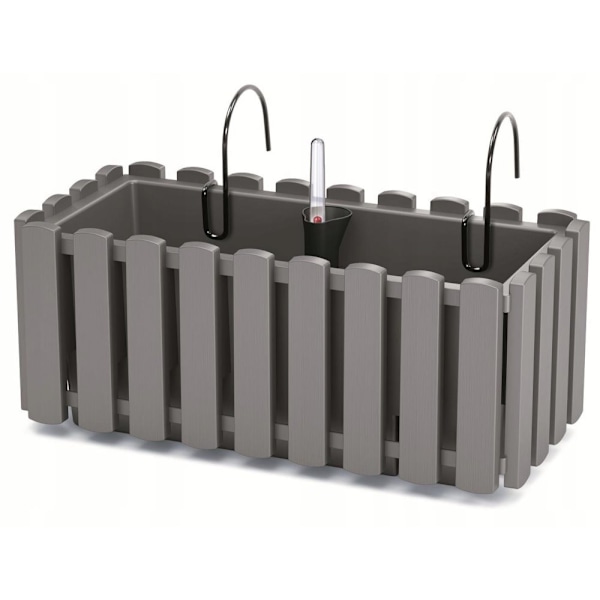 Balcony box with irrigation and hooks Boardee grey