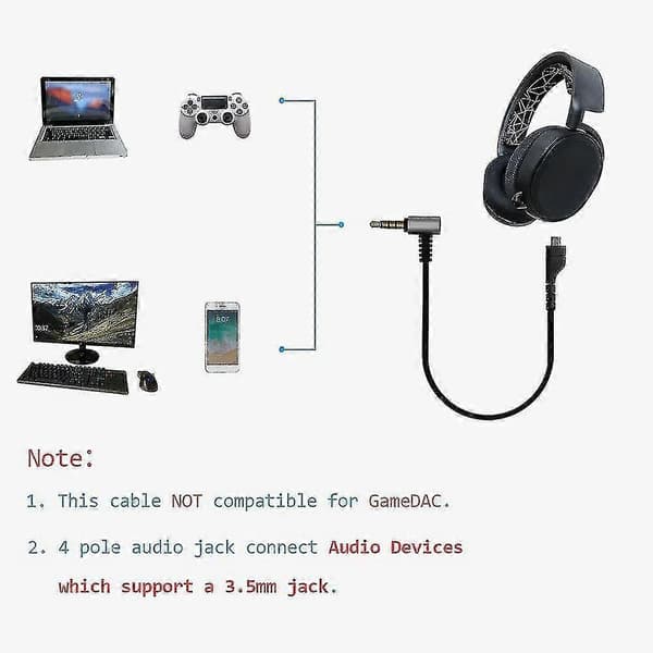 Audio Cable Flexible Stereo Gaming Headset Cord Replacement For Steelseries Arctis 3/5/7 Pro Gaming Headset