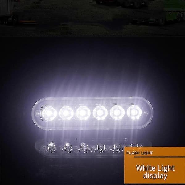 12V-24V 6 LED-ljus Blixt Nödsituation Bil Fordon Varningsstroboskop Blinkande Vit