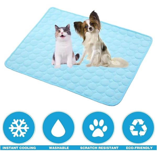 Kølemåtte til kæledyr i iskold silke, sommersofapude til kat og hund (M, 60 x 50 cm)-
