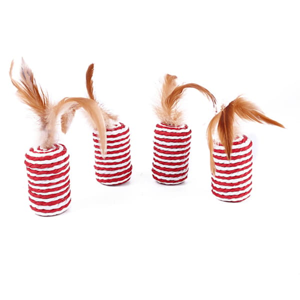 Cat Feather Toy Scratch-Resistant Paper Rope Multifunctional Interactive Cat Roller Toy for Cats