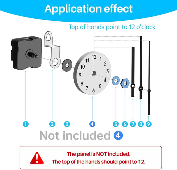 Silent Clock Movement Battery Operated with 5 Styles Clock Hands, 2-Pack 6168S Quartz Movement for Wall Clock Mechanism Repair Replacement DIY