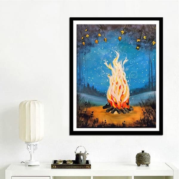 Flamme Diamantmaleri Kits til Voksne Børn Begyndere DIY Fuld Rou