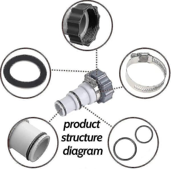 Erstatningsadapter til poolslange til Intex A-pumpe, passer til 32 mm og 38 mm slange