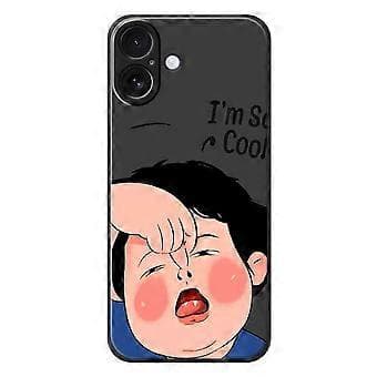 Kompatibelt skal för iPhone 17, Make Faces Kid-mönster, tryck, rak kant, TPU-baksida (Svart)