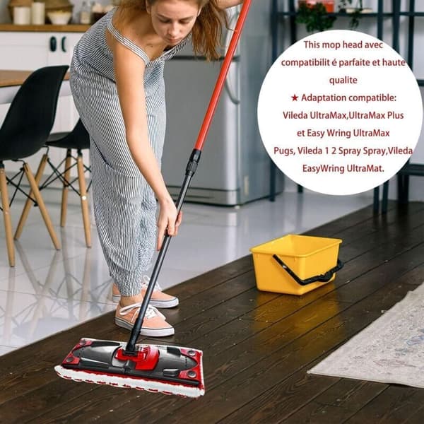 1 stk. Kompatibel med Vileda UltraMax/UltraMax Erstatningshåndtak Flat Moppehode Moppeklut Tilbehør