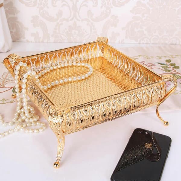 Metal Fruit Plate for Household Use, Snack Tray, Storage Basket, Decorative Table, for Fruit, Bread, Candy