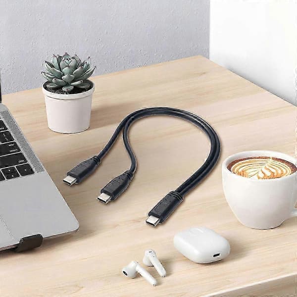 30 cm USB C till dubbel Typ C hane laddningskabel för snabb strömförsörjning