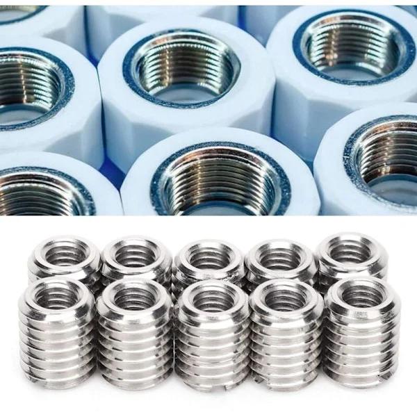 10 pcs Insert Nut, M6/M10 Threaded Insert, Insert Nut, 303 Stainless Steel (Inner M6x1.0 Outer M10x1.5 Length 12mm)