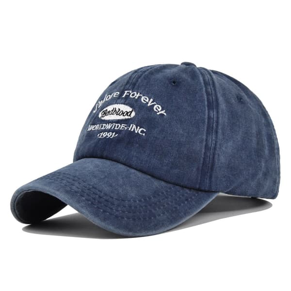 Retro Small Letter Embroidered Cap Embroidered Patch Peaked Cap Washed Distressed Sun Hat Cap Cb3908LakeWaterGreenColor Adjustable