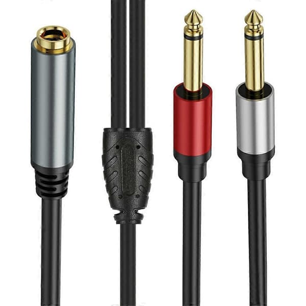 2m 6,35mm TRS Stereo Hun til Dobbelt 6,35mm Han TS Mono Jack Lyd Højttaler Splitter Kabel