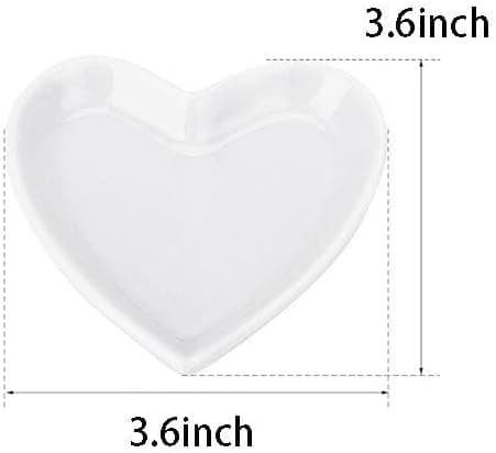 4 stk keramiske hjerteformede smykkeskåler oppbevaring hvit White
