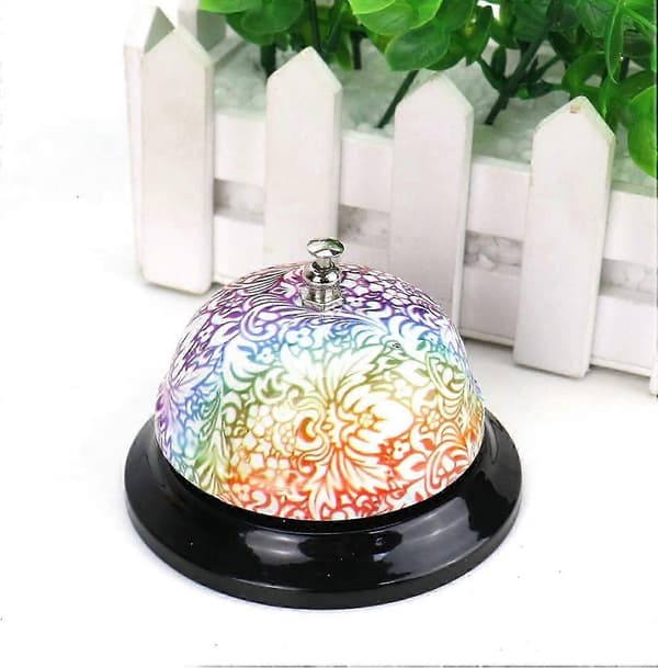 Floral Steel Table Clock for Tea and Dinner - Reception Hotel Bell - Ringing