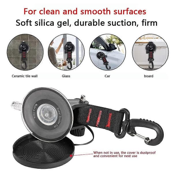 Nirvana Pieces Suction Cup Mount with Fixing Hook, Multifunctional Suction Cups, Strong Car Tensioner, For Car Side Awning, Boat, [DB]