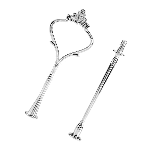 Multilayer Cake Stand Handle Fruit Plate Fittings Holder (2-layer Crown Silver)