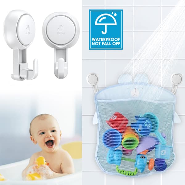 Suction Cup Hooks Powerful Vacuum Suction Cup Hooks - Heavy Duty Shower Hooks Waterproof Suction Cup Hangers for Bathroom Kitchen Towel, Robe (2-Pack)
