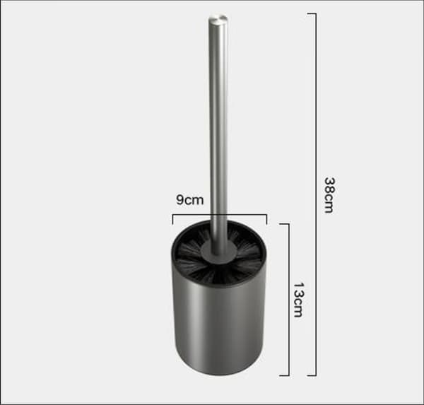 Satin toiletbørste, lavet af rustfrit stål, sort børste, metal