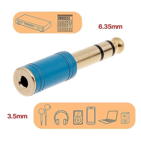 6,35 mm til 3,5 mm adapter gullbelagt 6,35 hann til 3,5 hunn pluggkonverterer