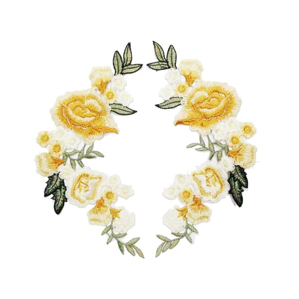 14 Blomsterbroderede Mærker Til At Sy På, Rosenmærker til Jeans Tøj Hat Sko