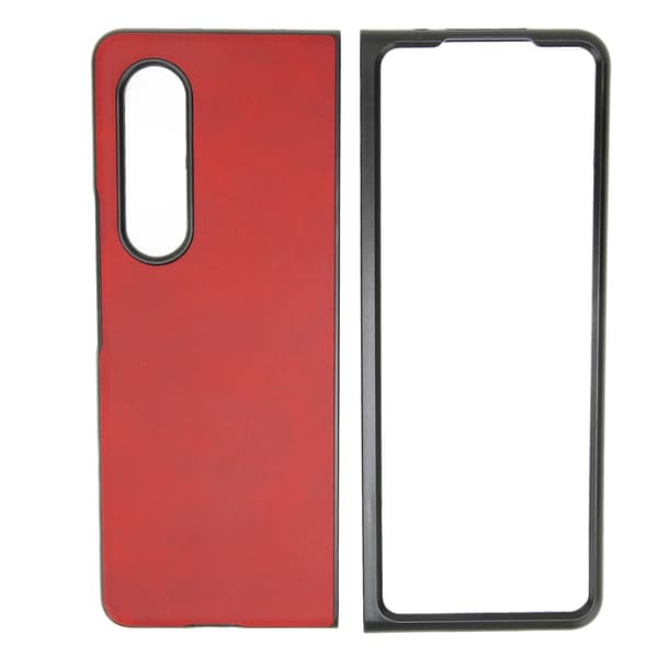 PU-lær Mobilskall, Ripebeskyttelse, for Galaxy Z Fold 3, rød_tfrf