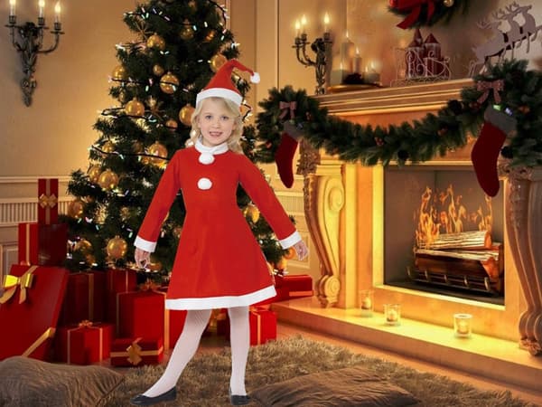 Jultomtedräkt för flicka med hatt 150