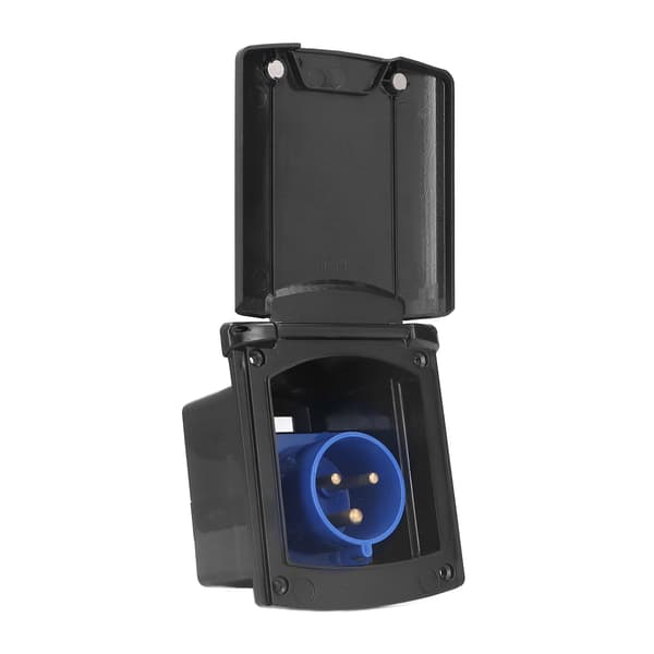 32A 220V-250V RV External Power Socket Box 3-Pin Plug Waterproof Built-in Mounting for RVs Trailer Black