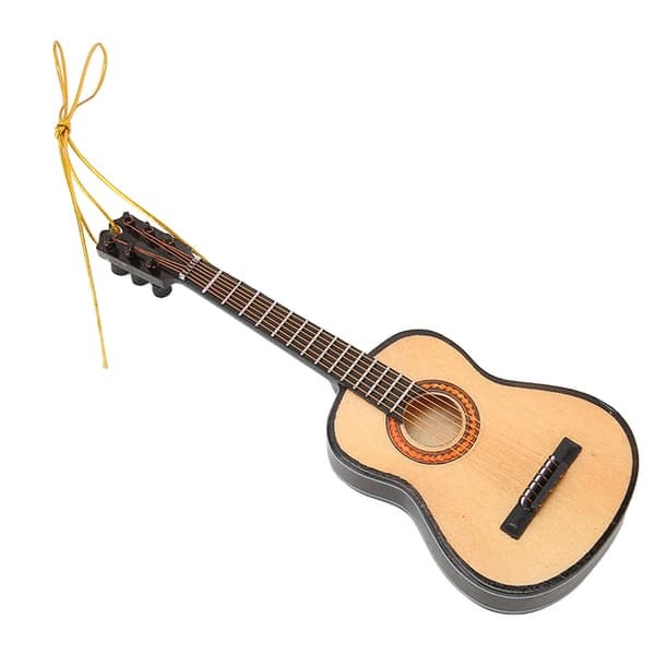 Gitarrmodell Naturtrogen Dekorativ Tre Miniatyr Gitarprydnad for Juletre Stue Studierom