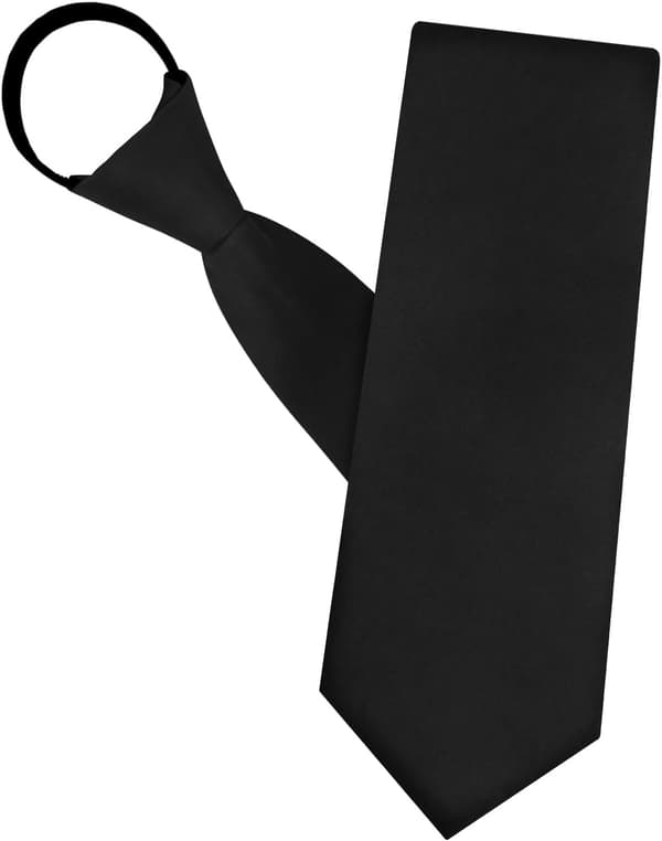 Sorte slips til mænd, forbundet lynlåsslips 3,15\" ensfarvede slips - Black