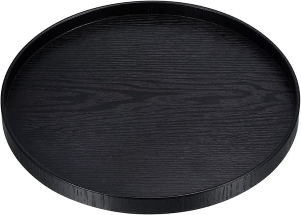 Decorative Wooden Tray - 30*30*2 cm, Round, Candle Holder - for Home Decor, Kitchen Table - Black