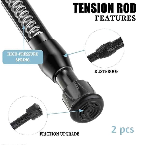 Tension Rods, 2-Pack Adjustable Spring Steel Rods for Cabinets, Tension Rod for Curtain, Shower Rod, Wardrobe Rod, Extendable Width 40-71 cm