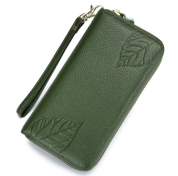 Suuri aitoa nahkaa oleva RFID-lompakko 090 Vihr Grön one size
