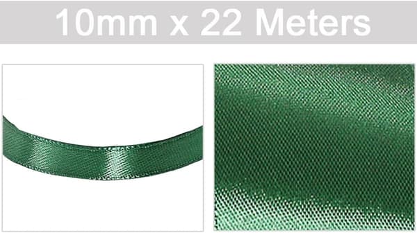 Mørkegrønt satengbånd 10mm x 22m, satengbånd for gaveinnpakning