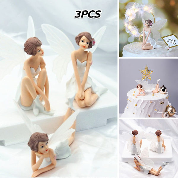 Blomsterfe-figur Bryllup Bursdagskake Topper Dukkehuspynt