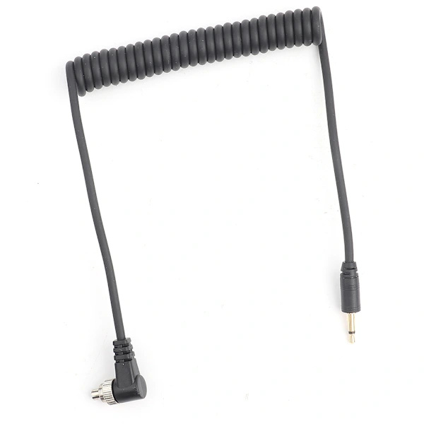 2.5mm Male Flash PC Sync Cable with Screw Lock, Extended Coiled Cable