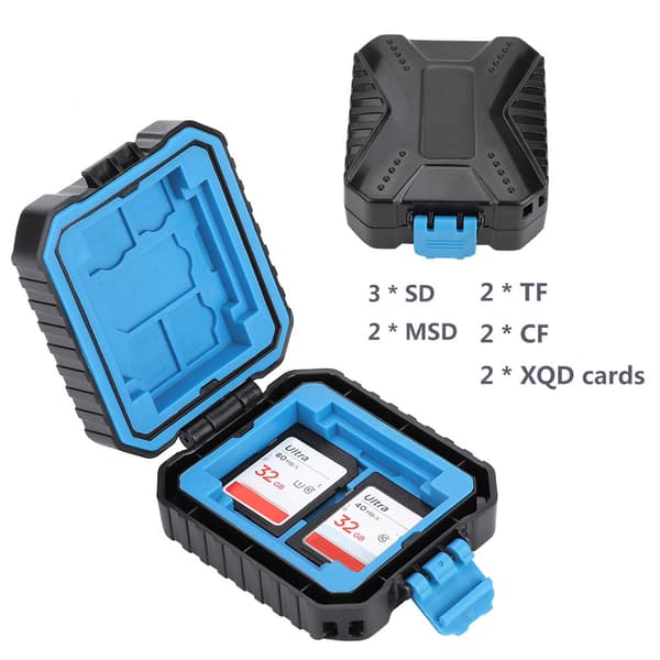 Portable Black Waterproof Memory Card Protective Case Travel Holder for SD TF Cards