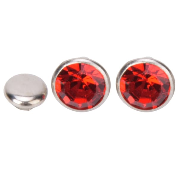 50 Sets Rhinestone Rivets Crystal Diamond Studs Leather Craft Bag Clothes Decoration 8mm Silver Edge Red Diamond