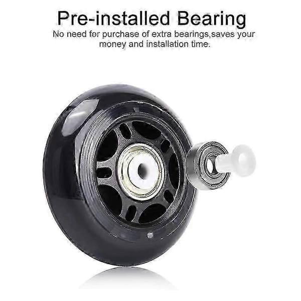 4-pak Inline Skate Hjul Indendørs/Udendørs Erstatningshjul med Lejer 70mm, Sort