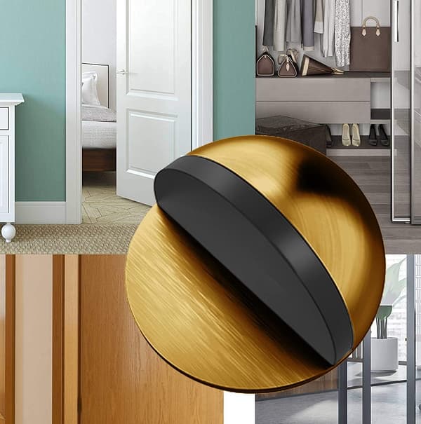 Dørstopper, [Sæt med 4] Rustfri Dørstopper og Selvklæbende Stopper til Gulv og Parket, Dørstopperbeskyttelse til Døre og Vægge Messing