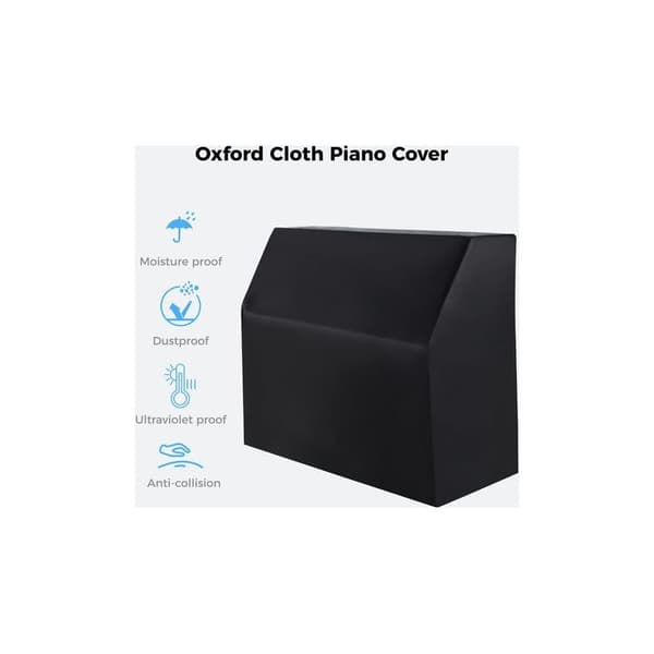 Upright Piano Protective Cover, Fully Dustproof Cover, Waterproof, Silver Coating, Black Oxford Fabric, Blocks Sunlight, Moisture, Dust