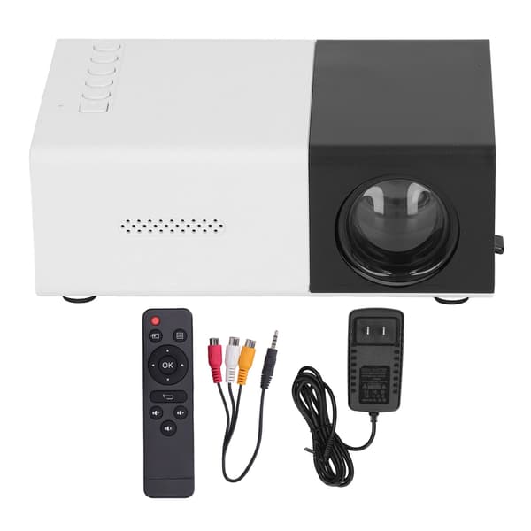 Mini Projector Built-in Speakers Diffuse Reflection Imaging Black 1080P Portable Movie Projector 100‑240V US Plug
